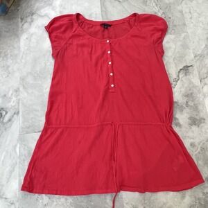 Tommy Hilfiger Drawstring Drop Waist Coverup Dress Red Size Medium M